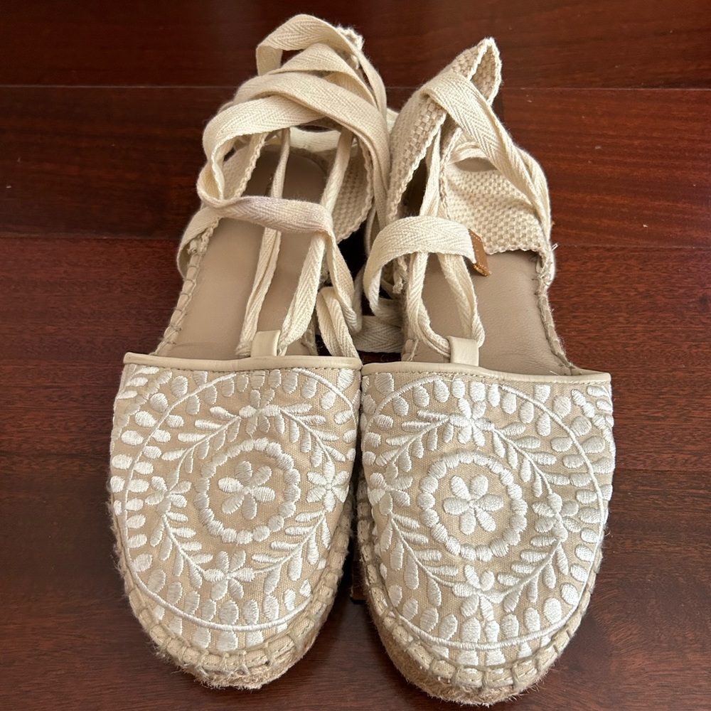 Aldo Beige Lace-up Espadrilles (Size 8)